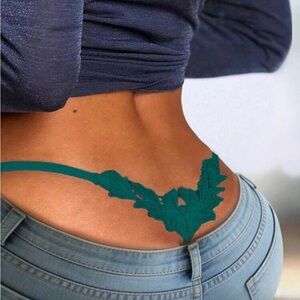 Green floral Lace V-Front Thong Panty